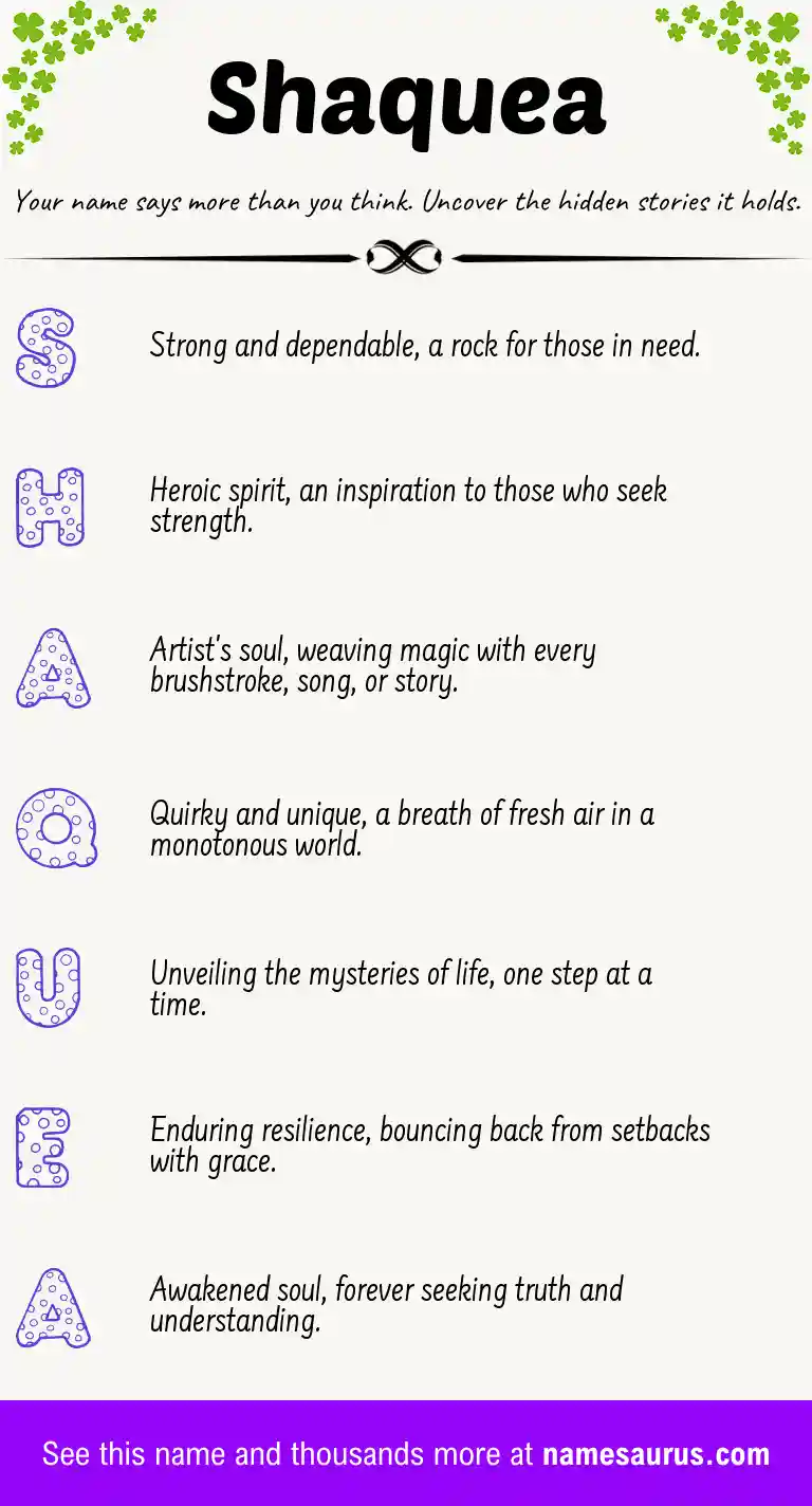 Acrostic poem about Shaquea.