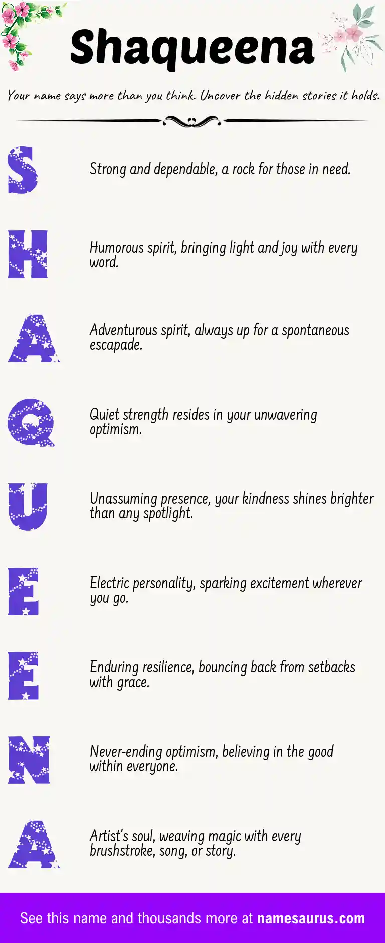 Acrostic poem about Shaqueena.