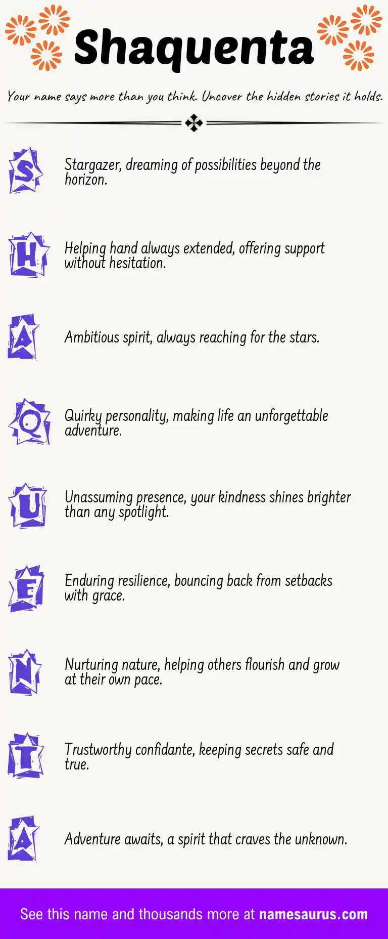 Acrostic poem about Shaquenta.
