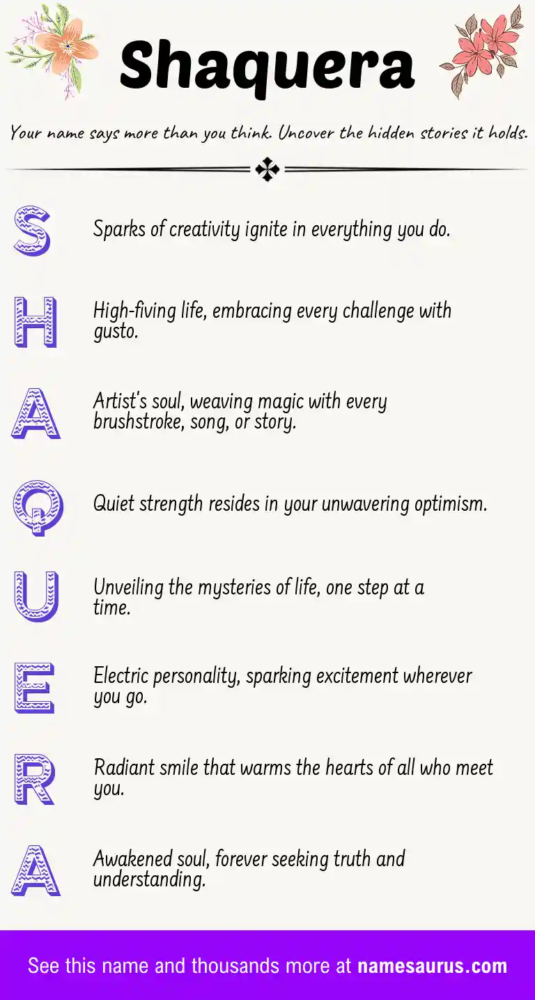 Acrostic poem about Shaquera.