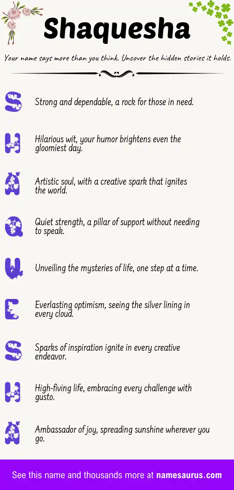 Acrostic poem about Shaquesha.