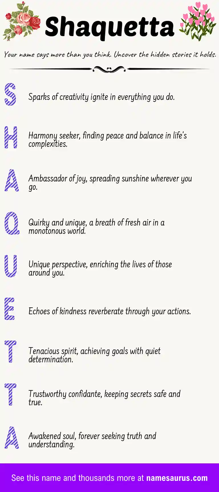 Acrostic poem about Shaquetta.