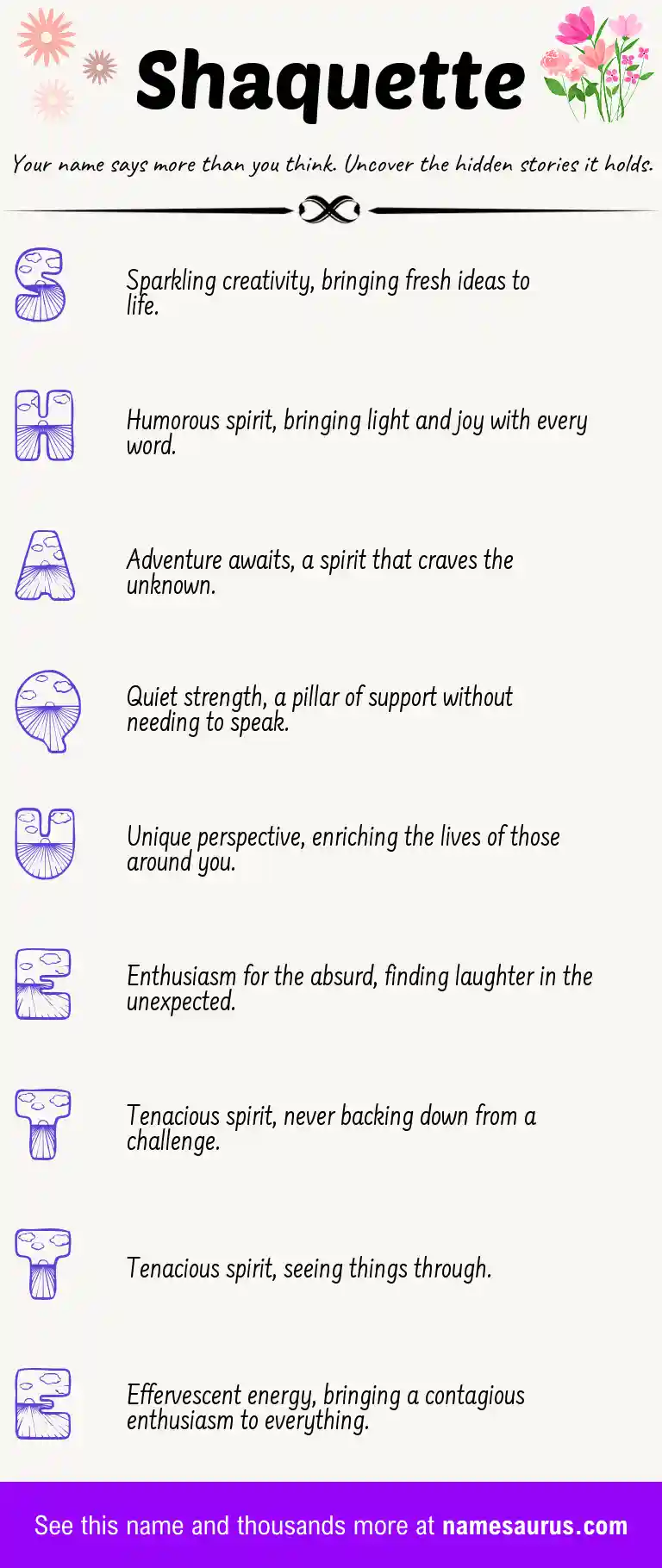 Acrostic poem about Shaquette.