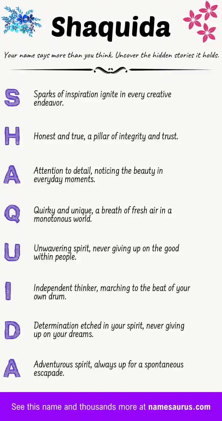 Acrostic poem about Shaquida.