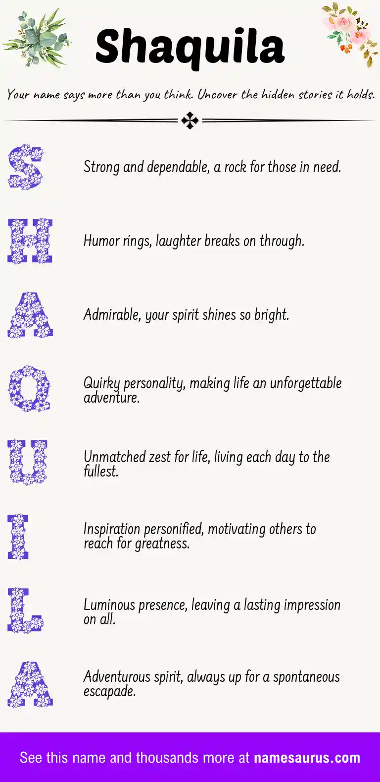 Acrostic poem about Shaquila.