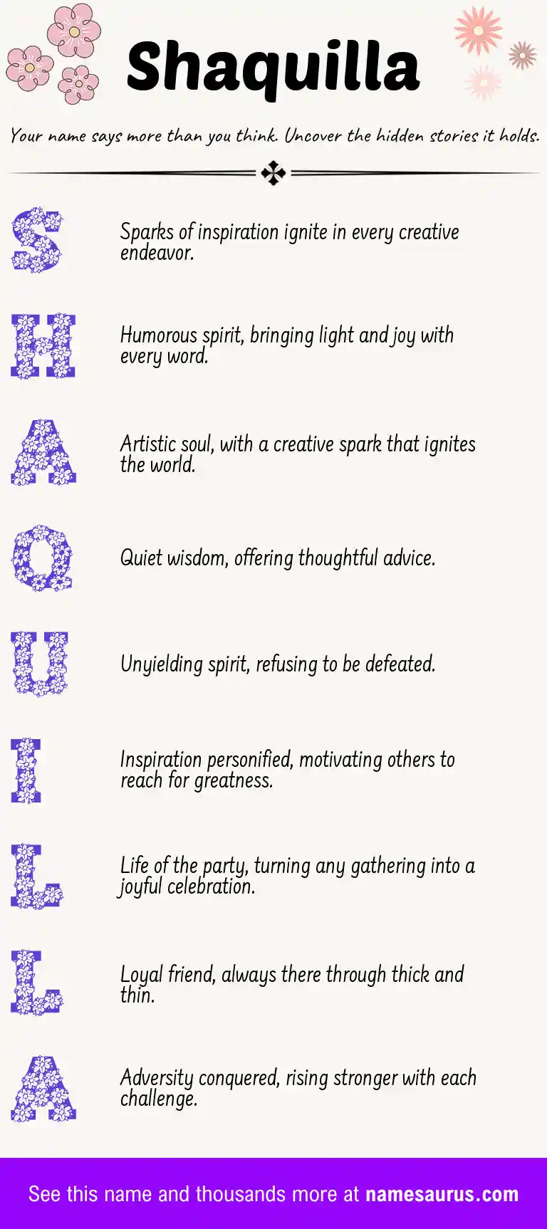 Acrostic poem about Shaquilla.