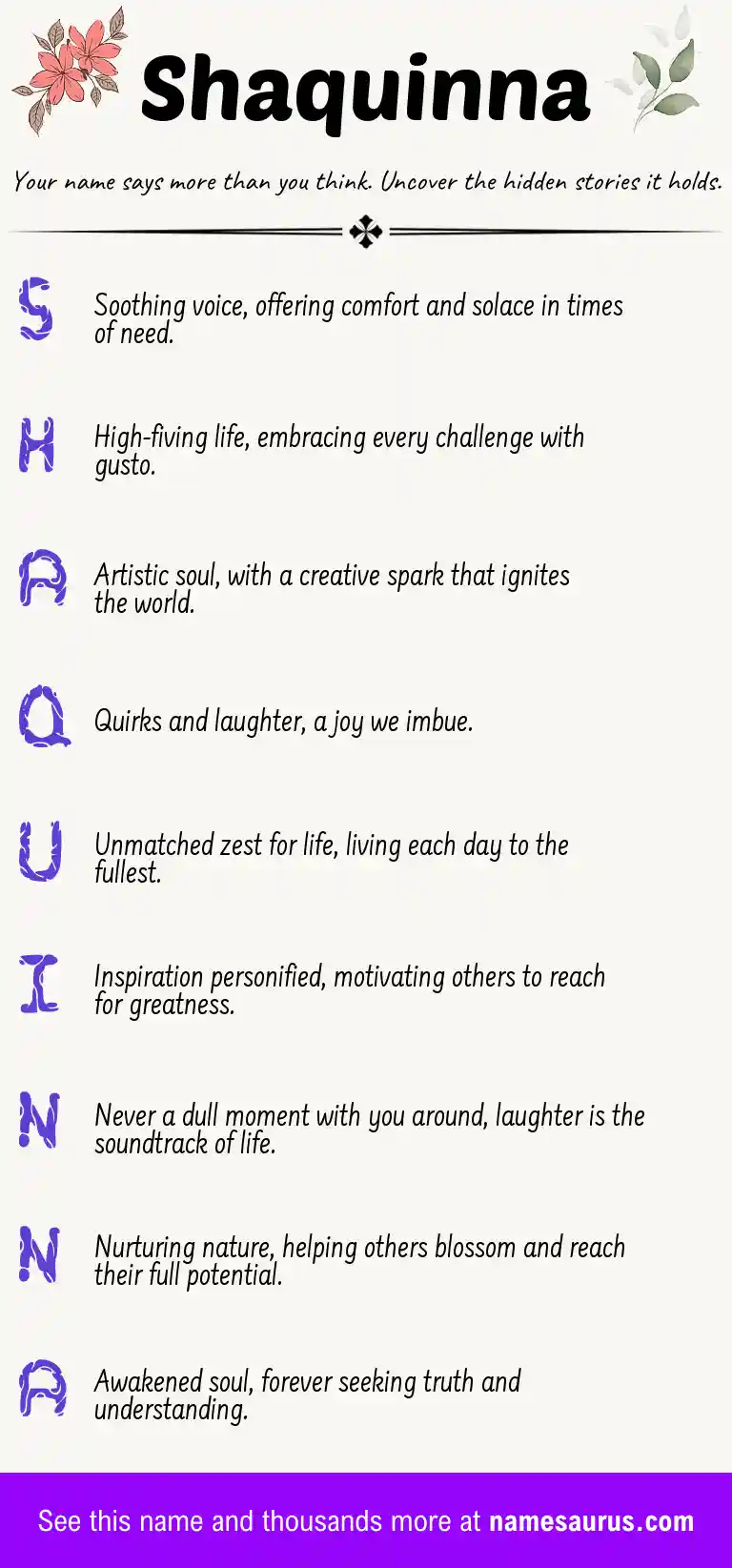 Acrostic poem about Shaquinna.