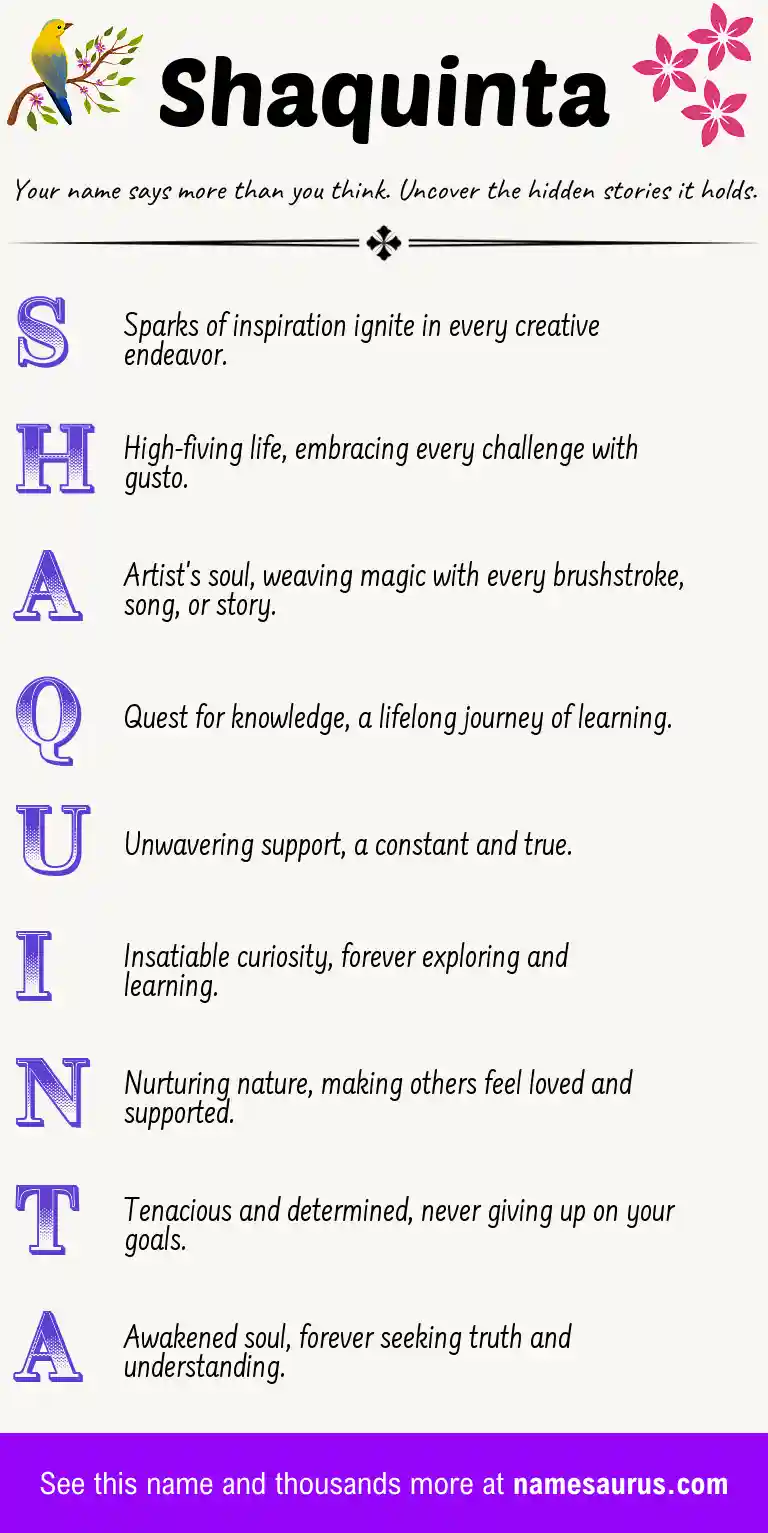 Acrostic poem about Shaquinta.