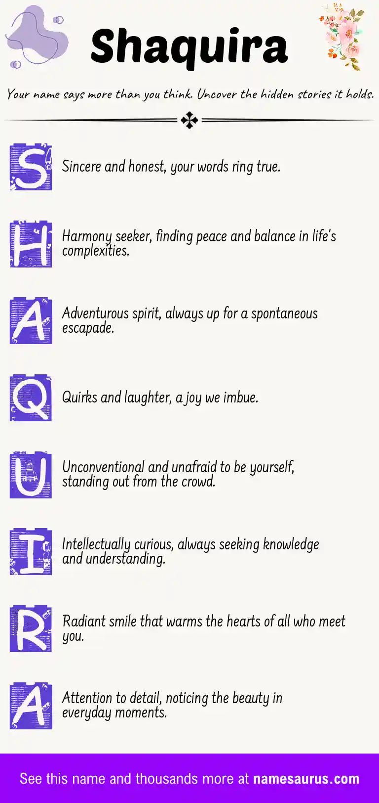 Acrostic poem about Shaquira.