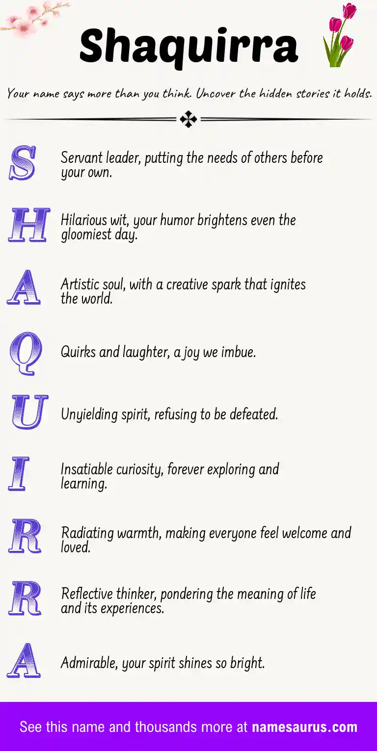 Acrostic poem about Shaquirra.