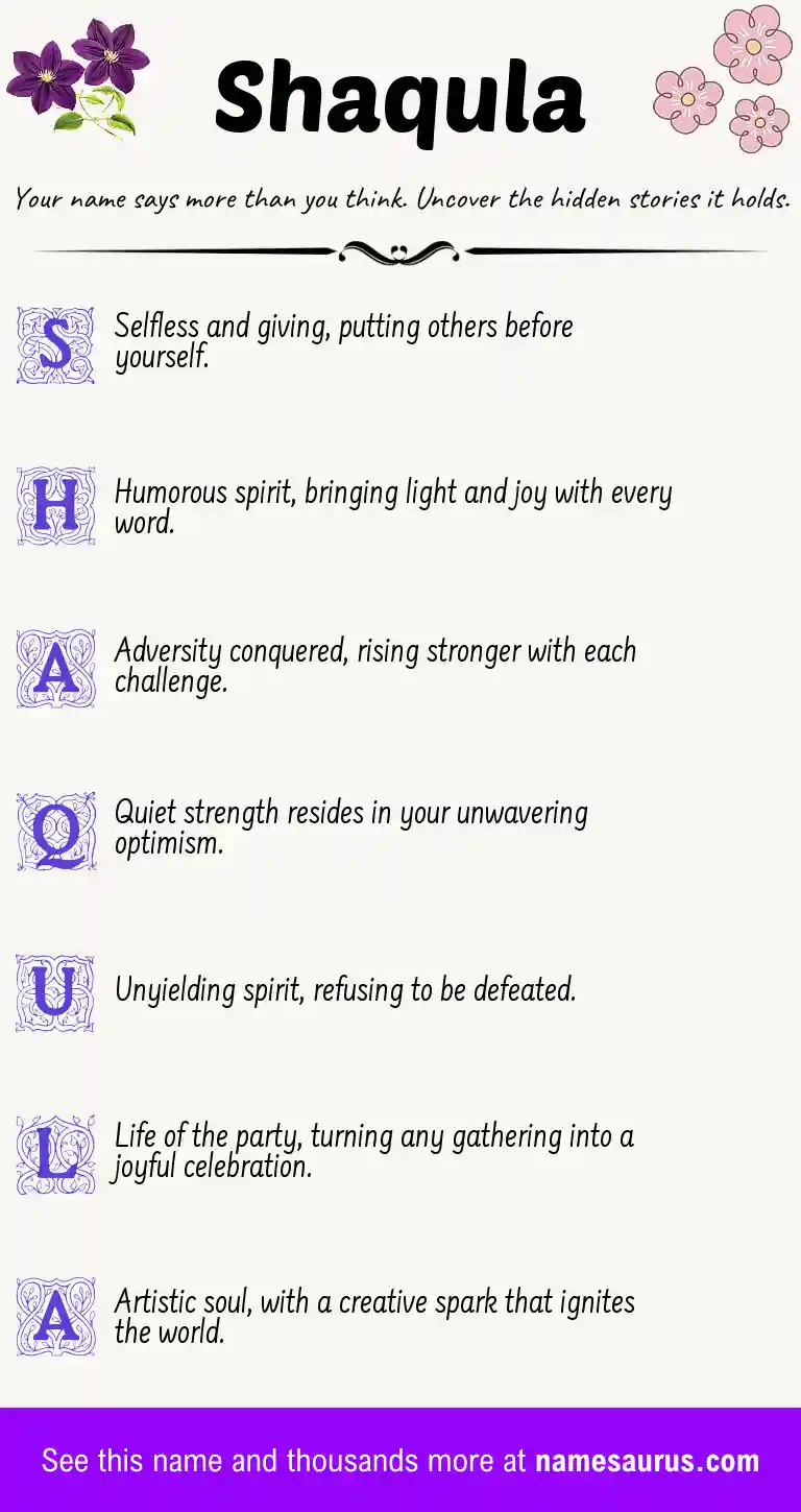 Acrostic poem about Shaqula.
