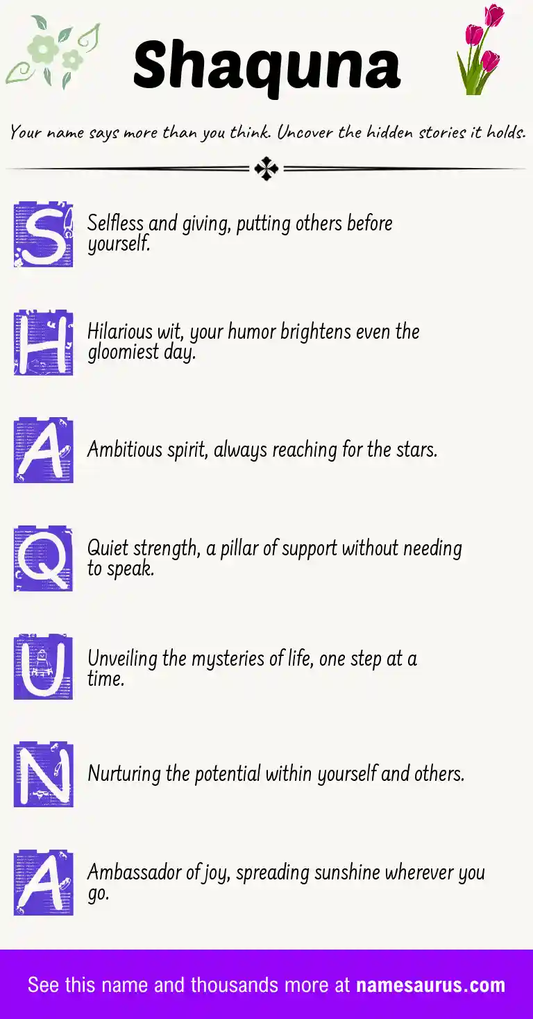 Acrostic poem about Shaquna.