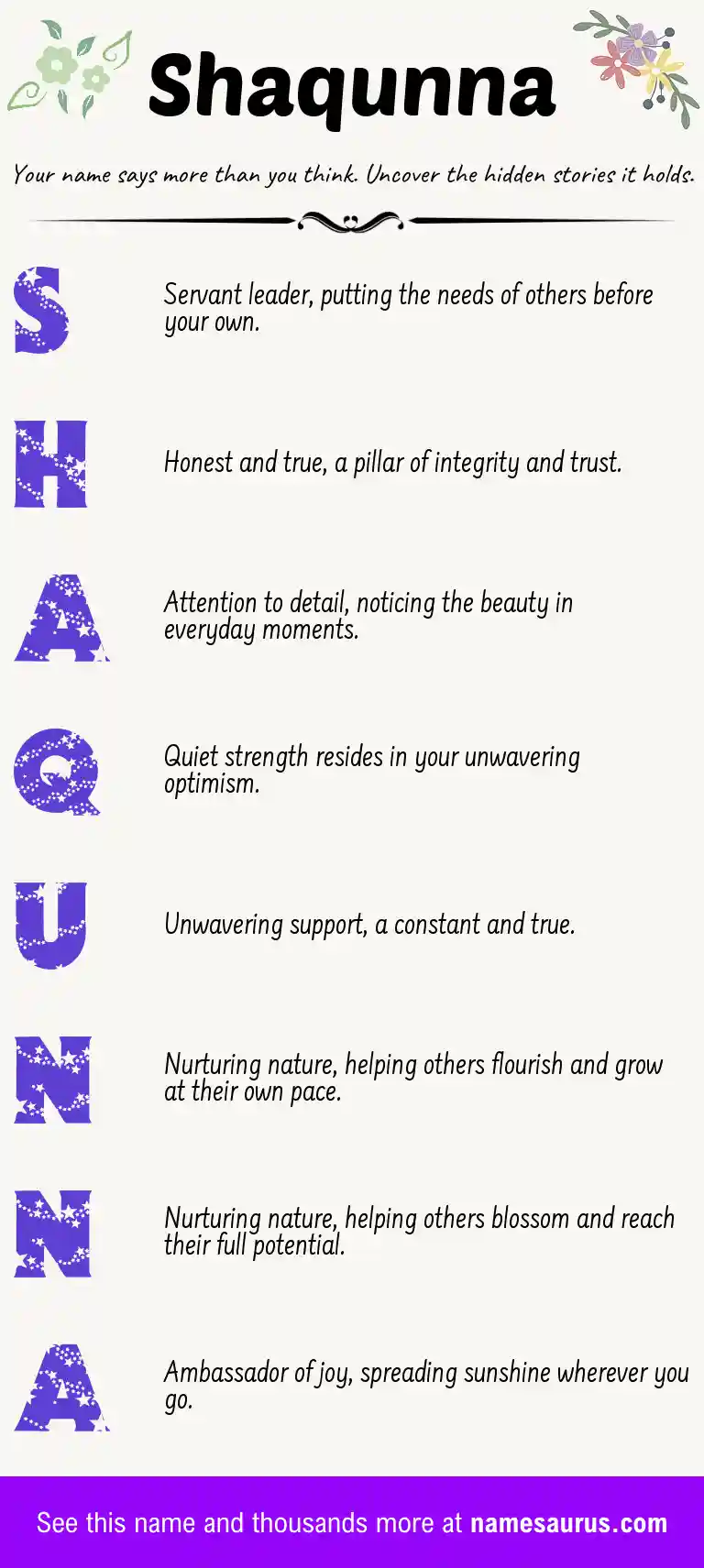 Acrostic poem about Shaqunna.