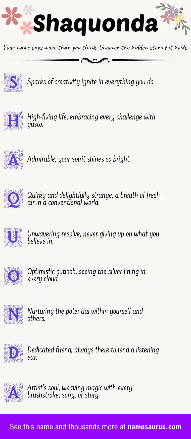 Acrostic poem about Shaquonda.