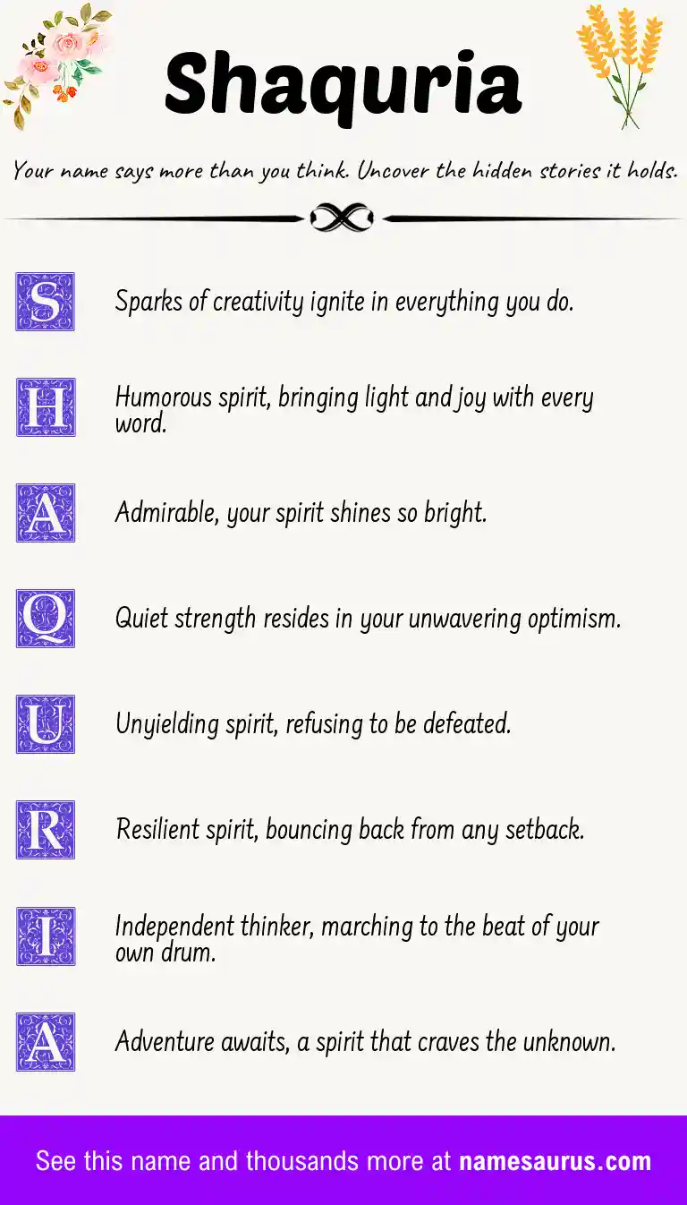 Acrostic poem about Shaquria.