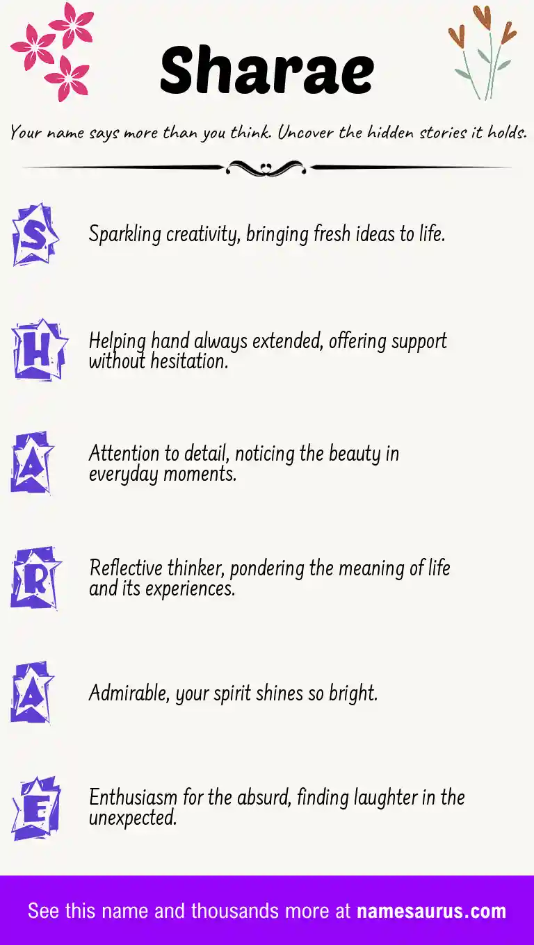 Acrostic poem about Sharae.