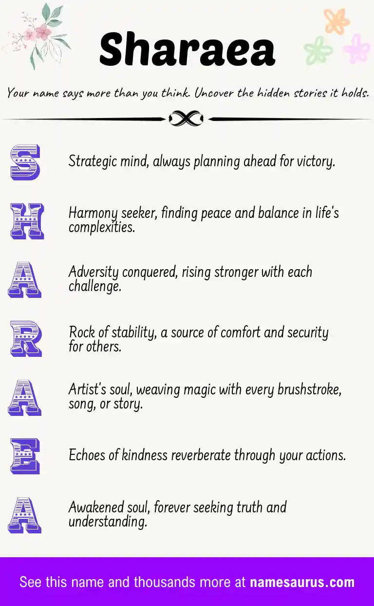 Acrostic poem about Sharaea.