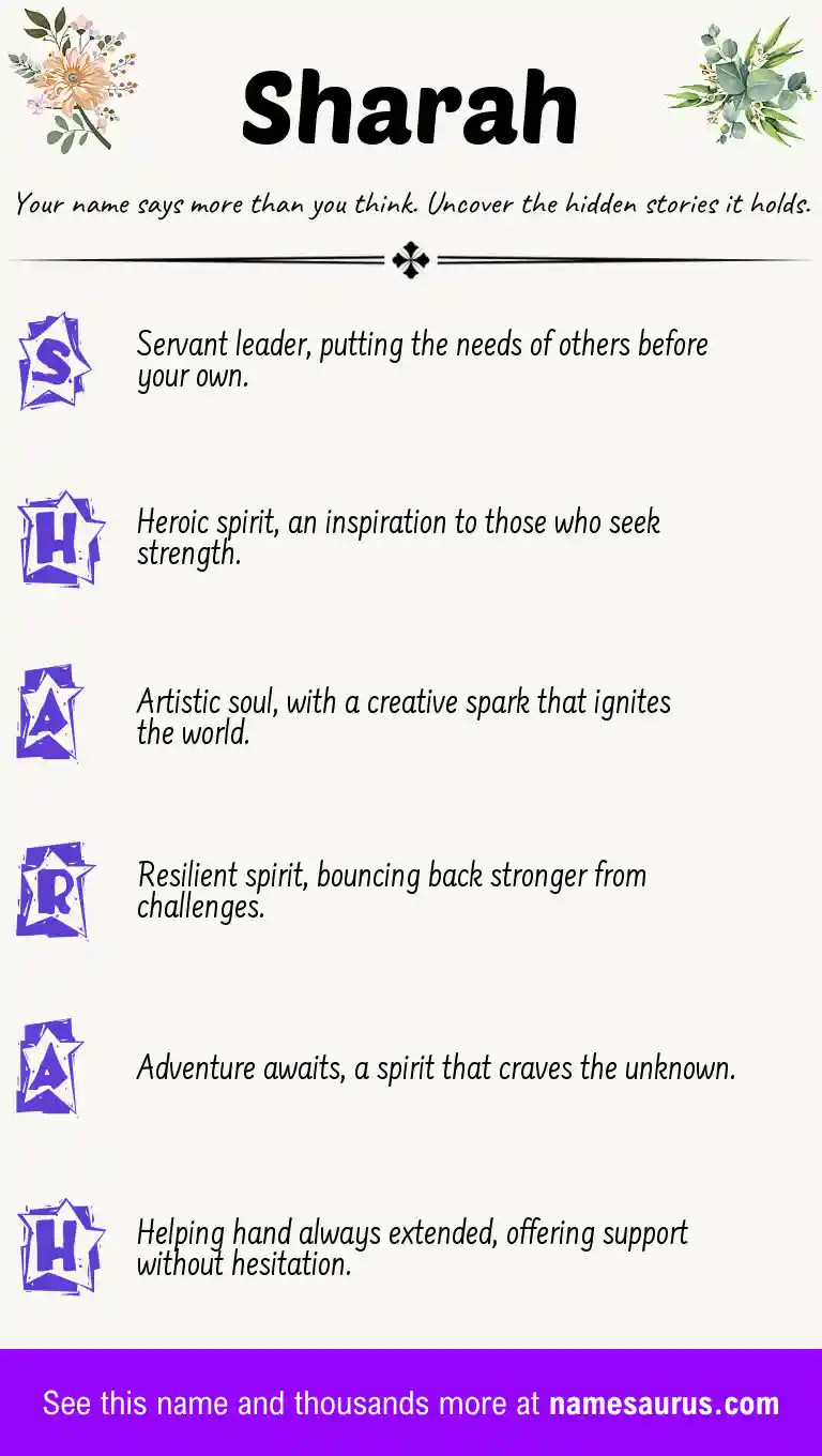 Acrostic poem about Sharah.
