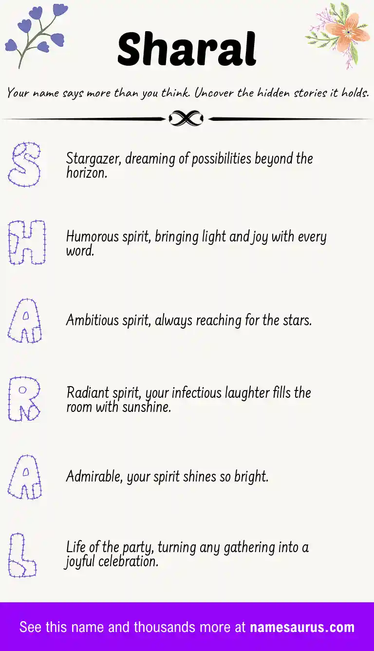 Acrostic poem about Sharal.