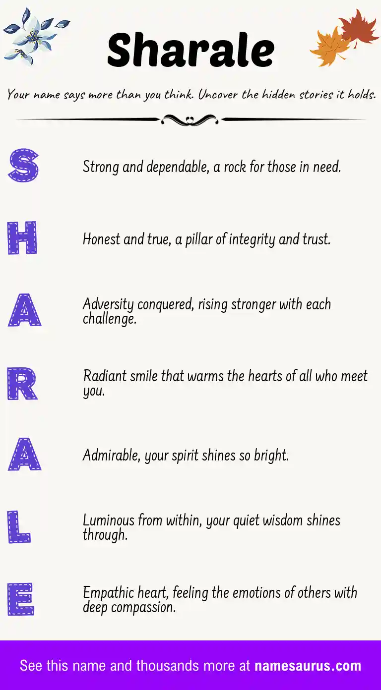 Acrostic poem about Sharale.