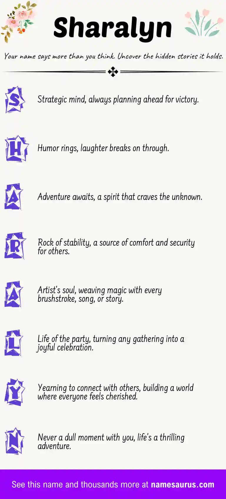 Acrostic poem about Sharalyn.