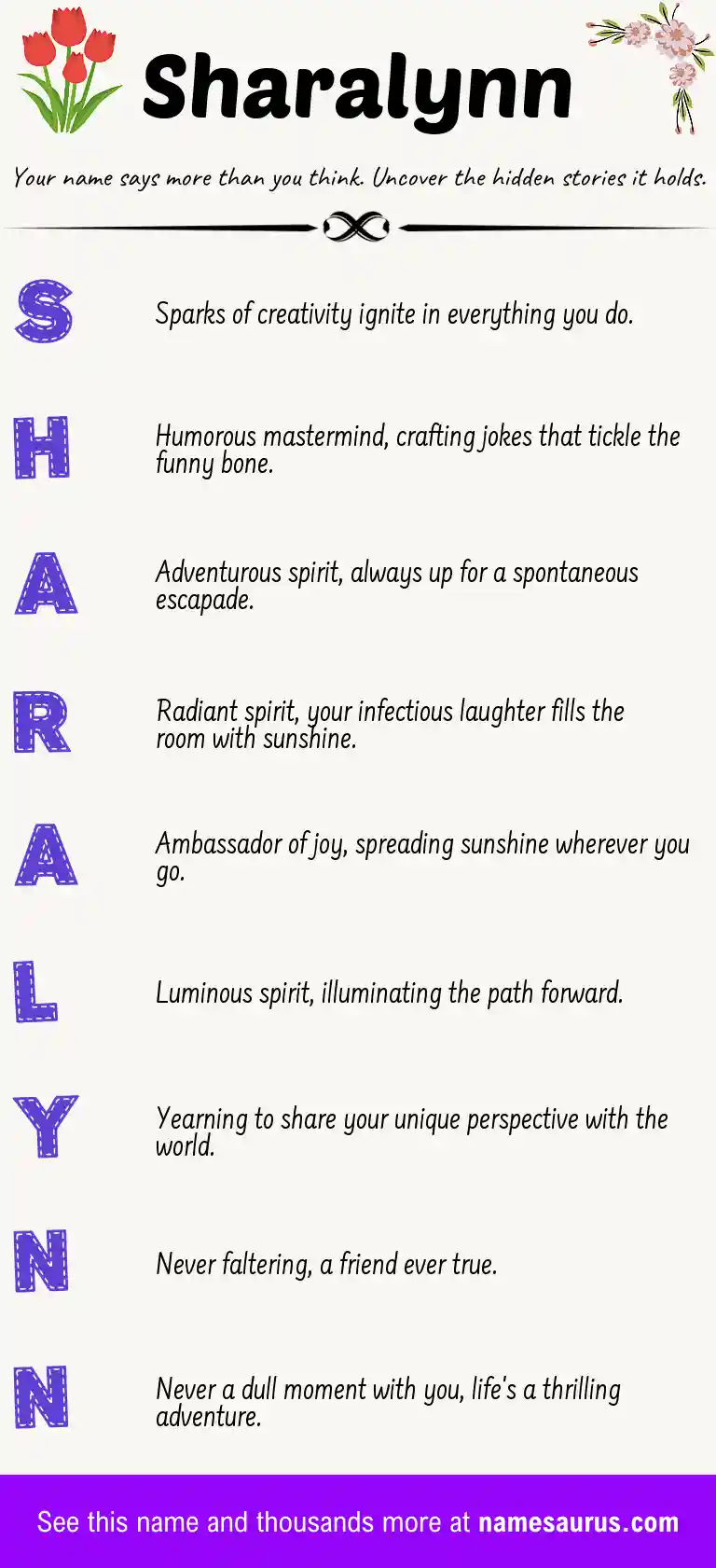 Acrostic poem about Sharalynn.