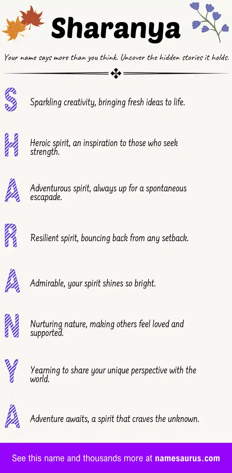 Acrostic poem about Sharanya.