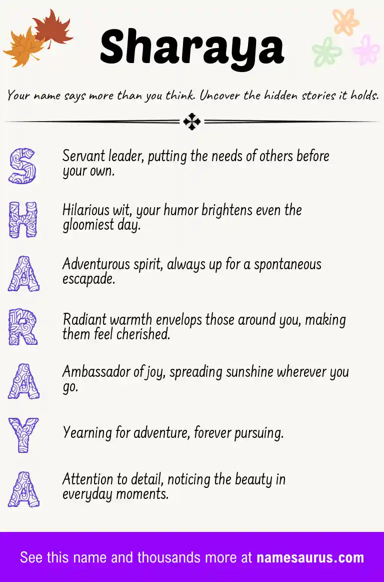Acrostic poem about Sharaya.