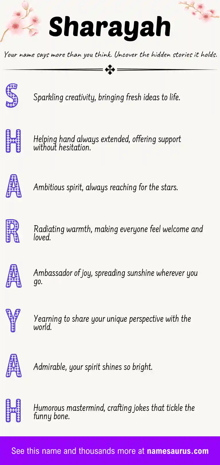 Acrostic poem about Sharayah.