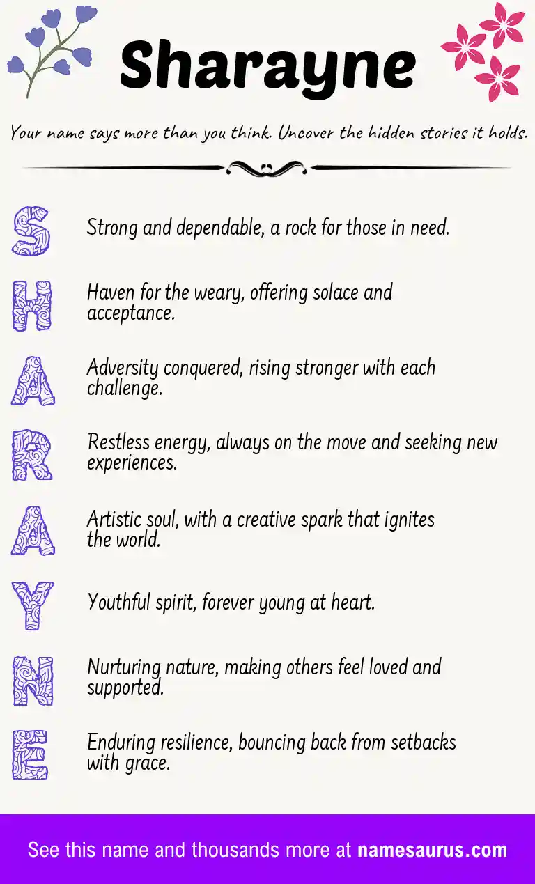 Acrostic poem about Sharayne.