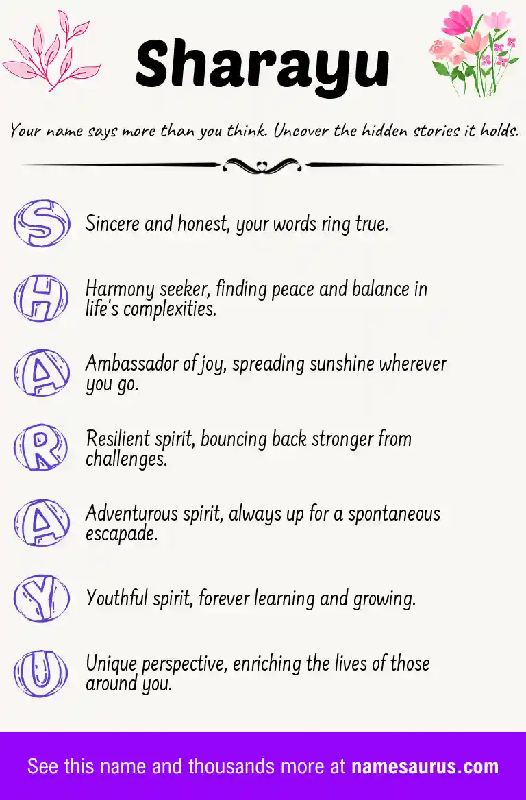 Acrostic poem about Sharayu.