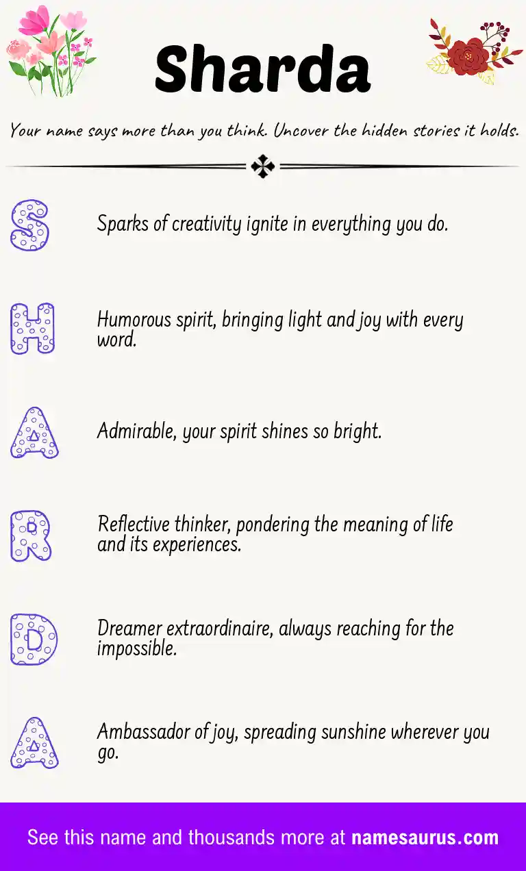Acrostic poem about Sharda.