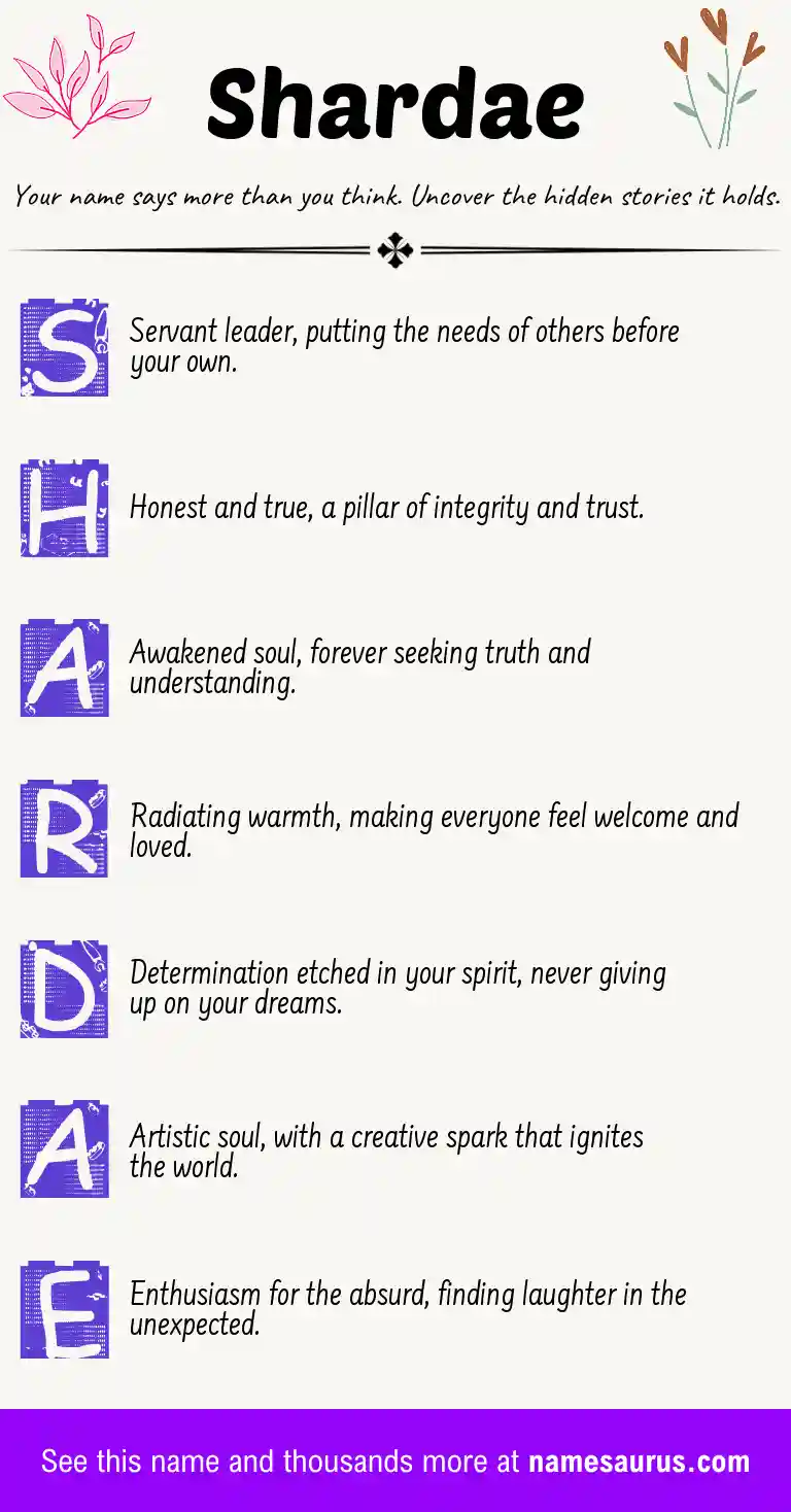 Acrostic poem about Shardae.