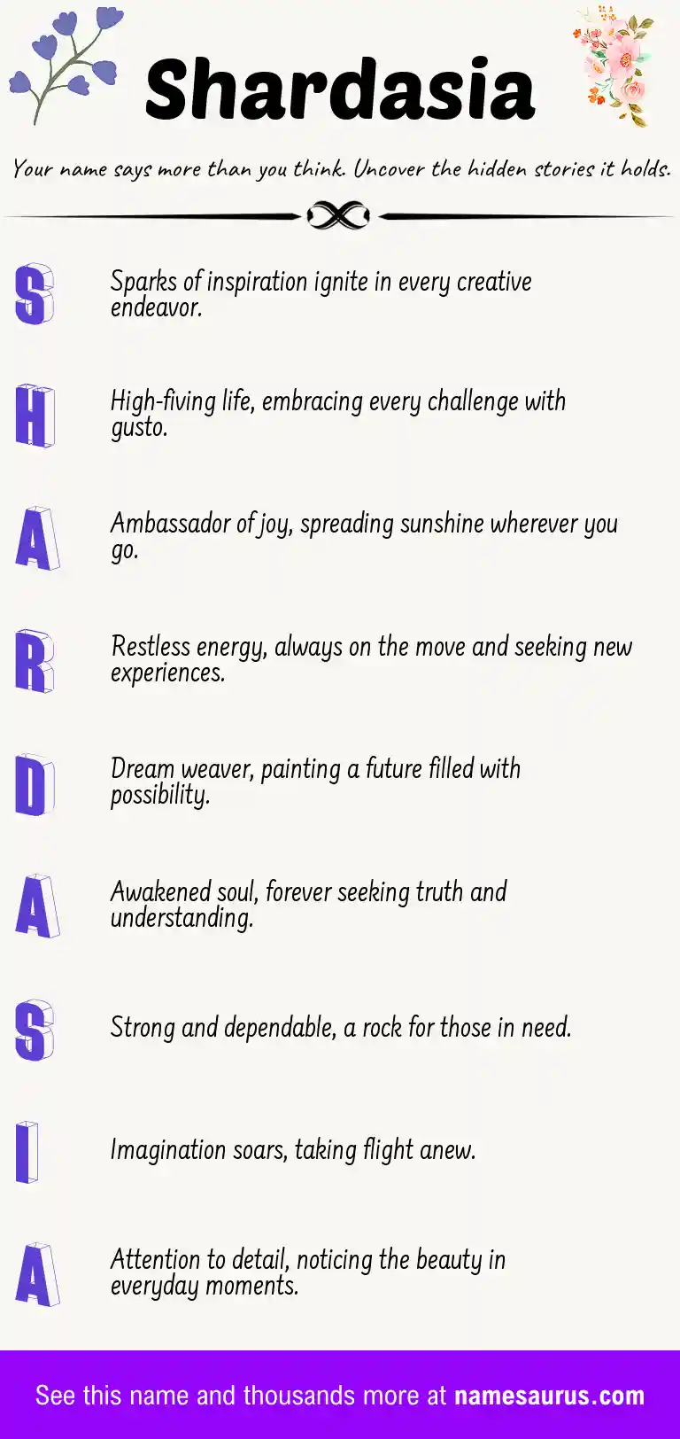 Acrostic poem about Shardasia.
