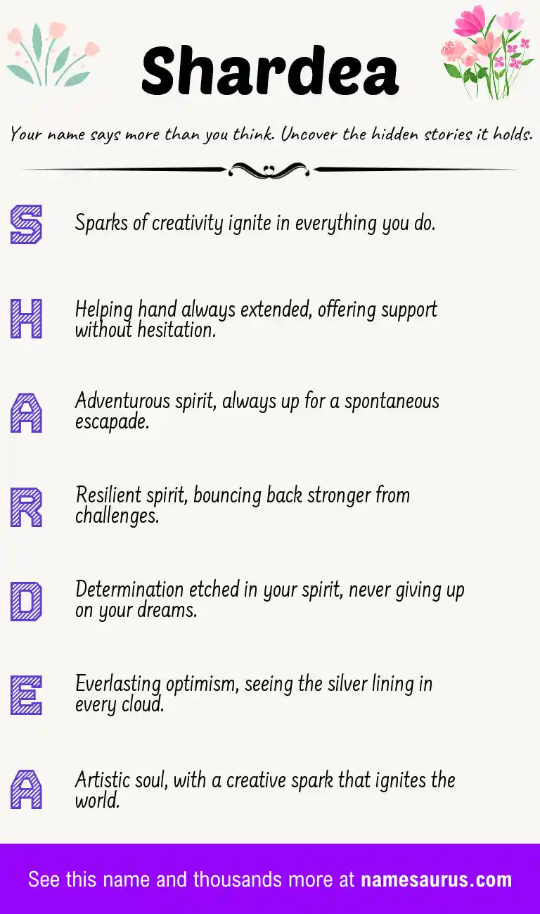 Acrostic poem about Shardea.