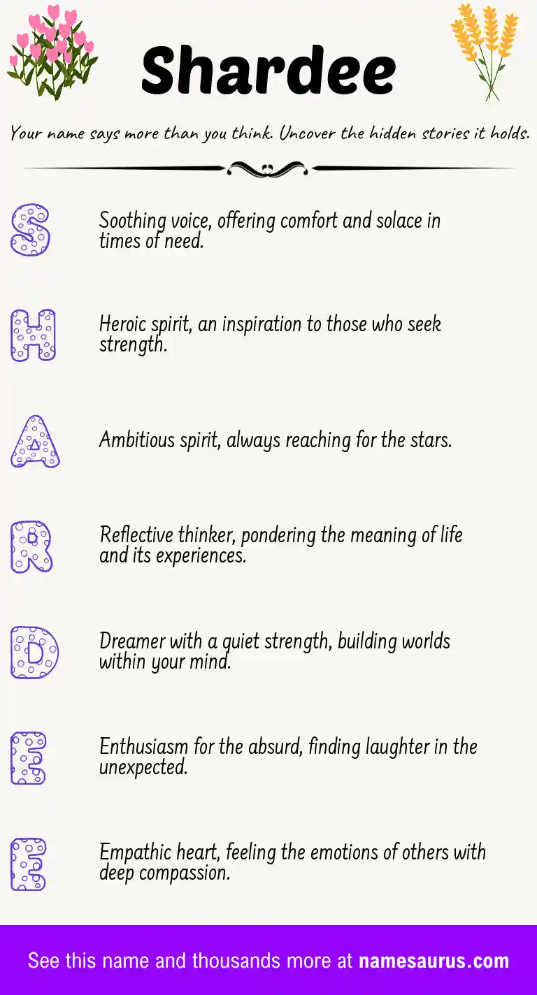 Acrostic poem about Shardee.