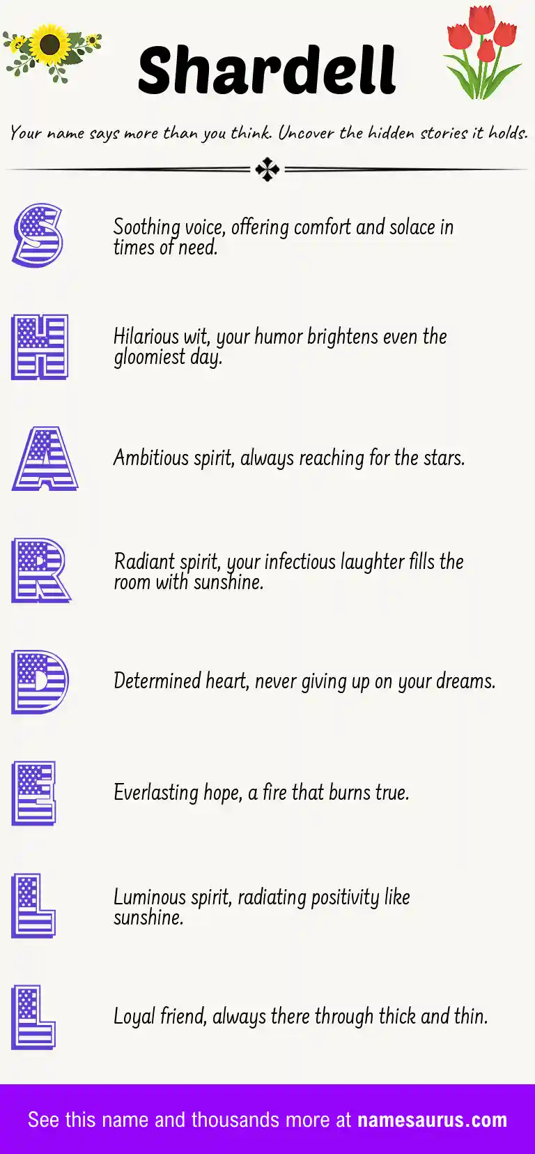 Acrostic poem about Shardell.