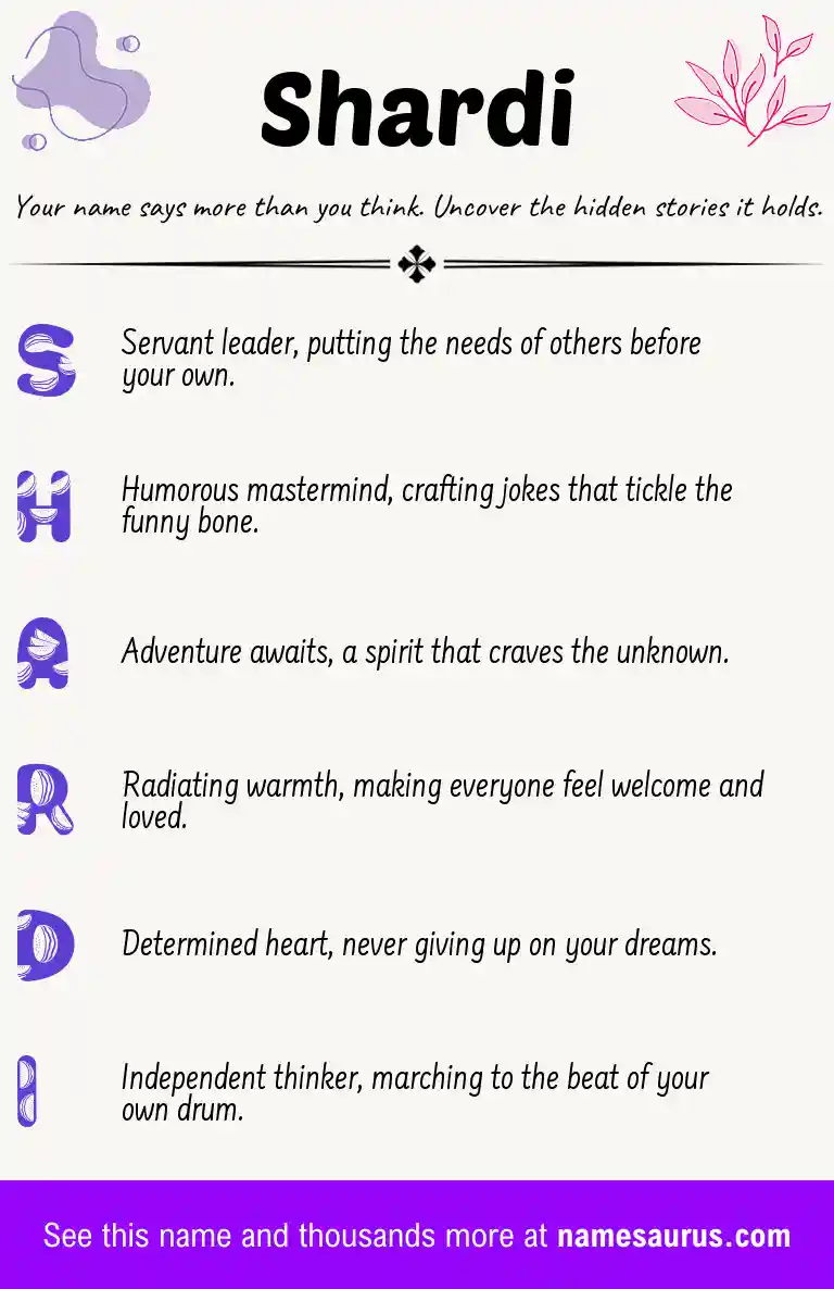 Acrostic poem about Shardi.