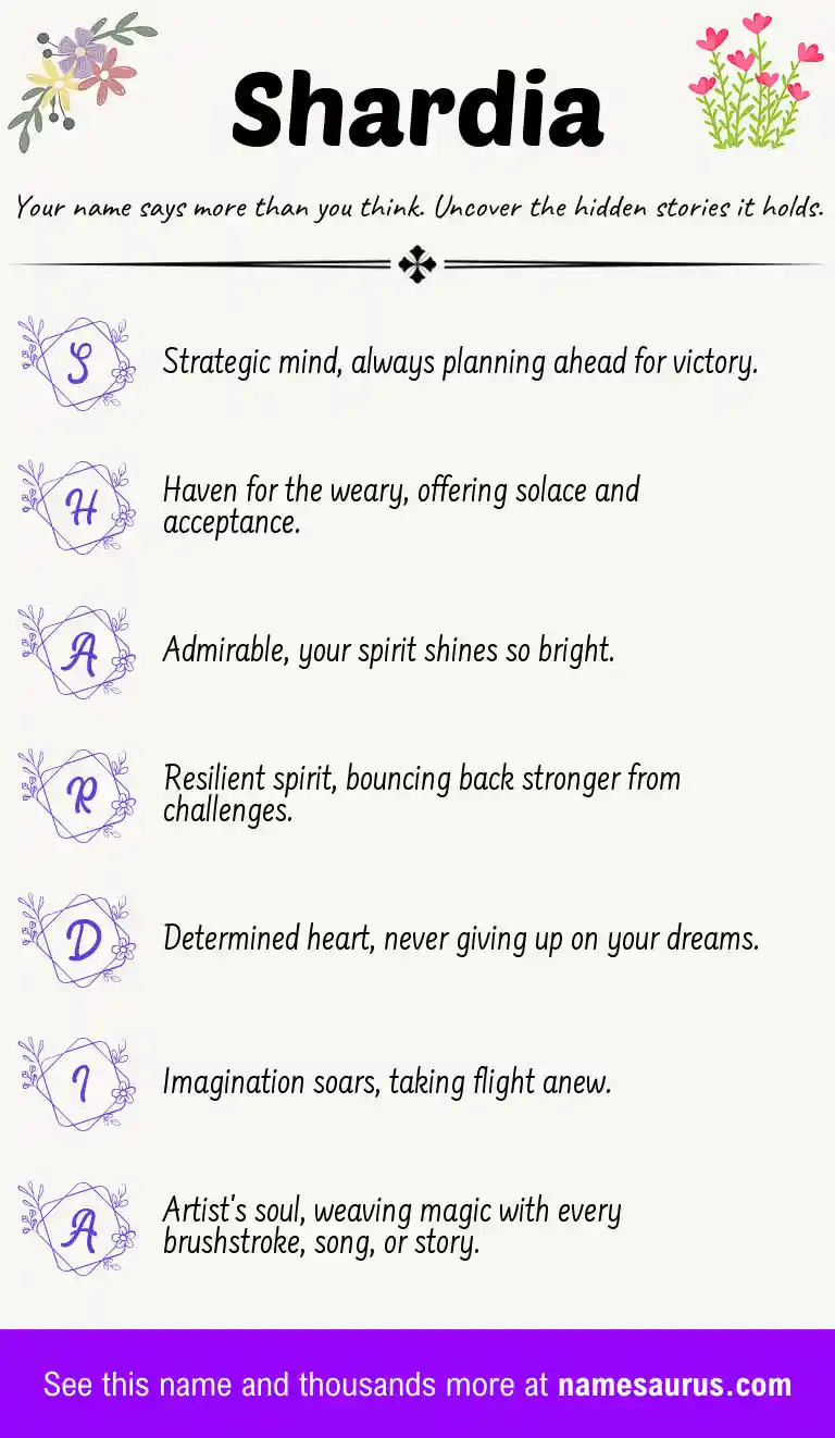 Acrostic poem about Shardia.