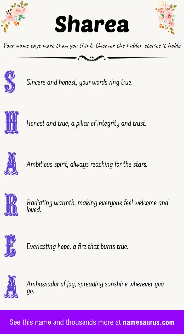 Acrostic poem about Sharea.