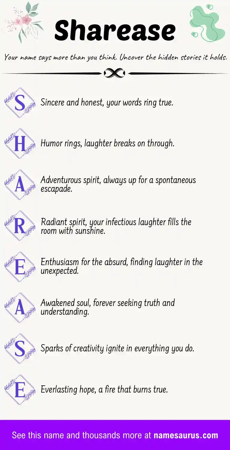 Acrostic poem about Sharease.