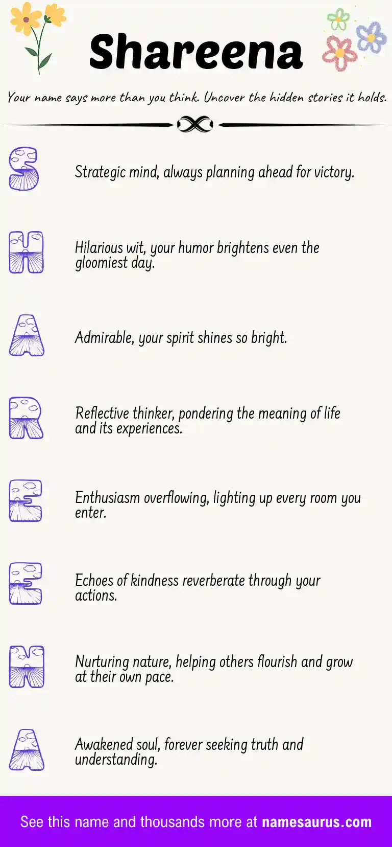 Acrostic poem about Shareena.