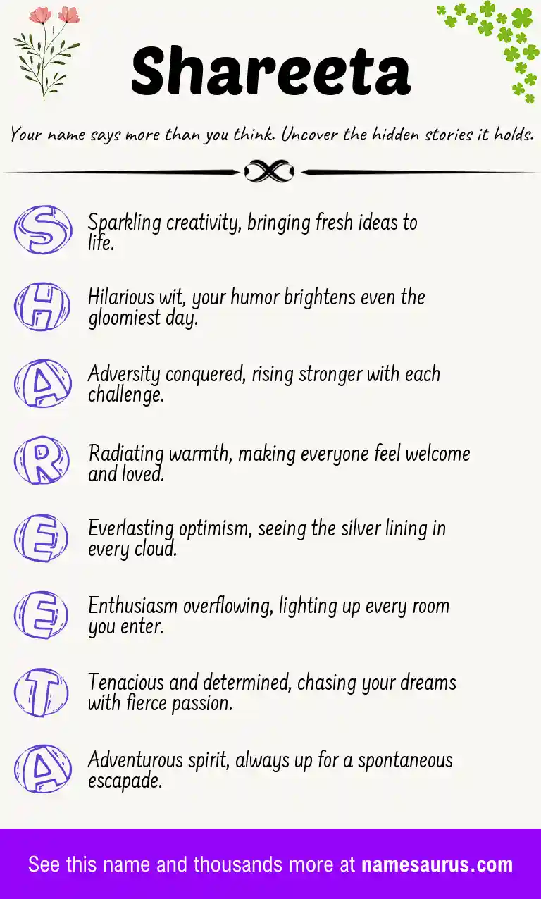 Acrostic poem about Shareeta.
