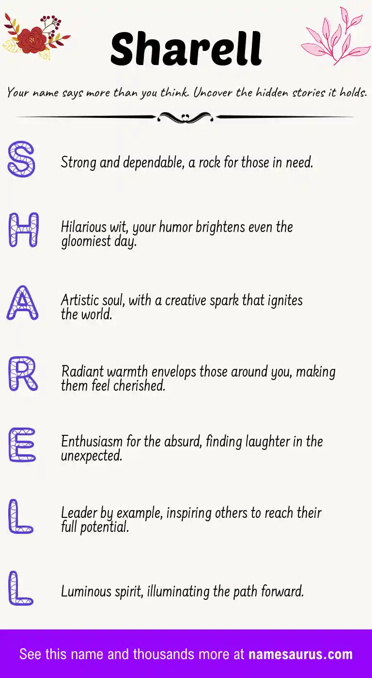Acrostic poem about Sharell.