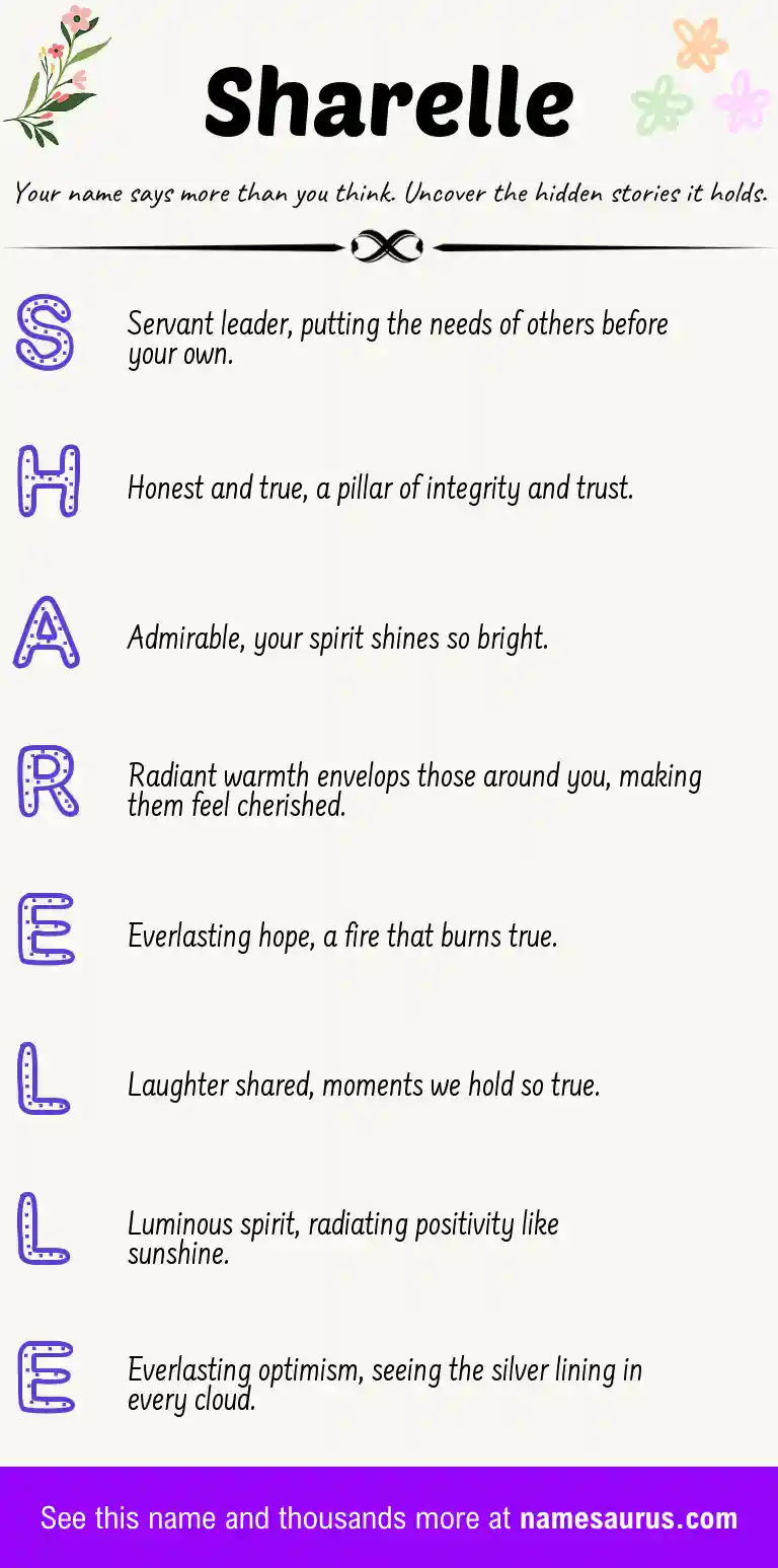Acrostic poem about Sharelle.