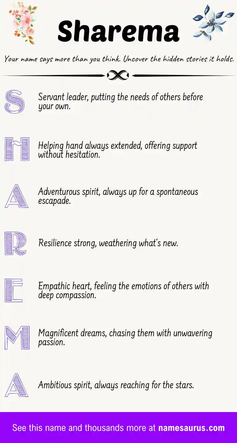 Acrostic poem about Sharema.