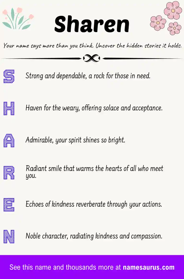 Acrostic poem about Sharen.