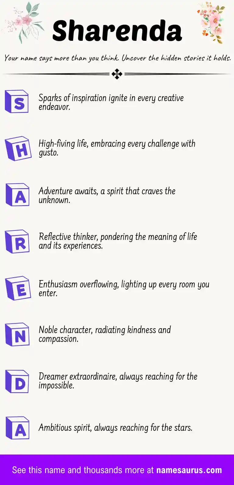 Acrostic poem about Sharenda.
