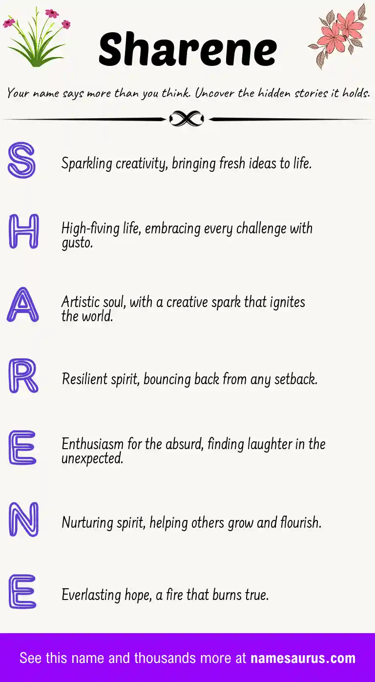 Acrostic poem about Sharene.