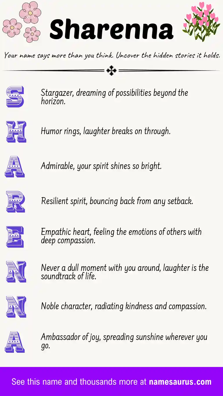 Acrostic poem about Sharenna.